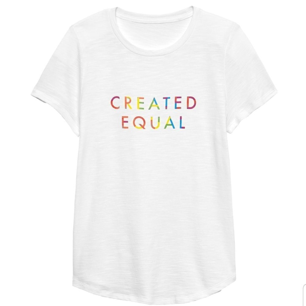 Banana Republic Pride "Created Equal " T-Shirt Cotton Modal Size Small White